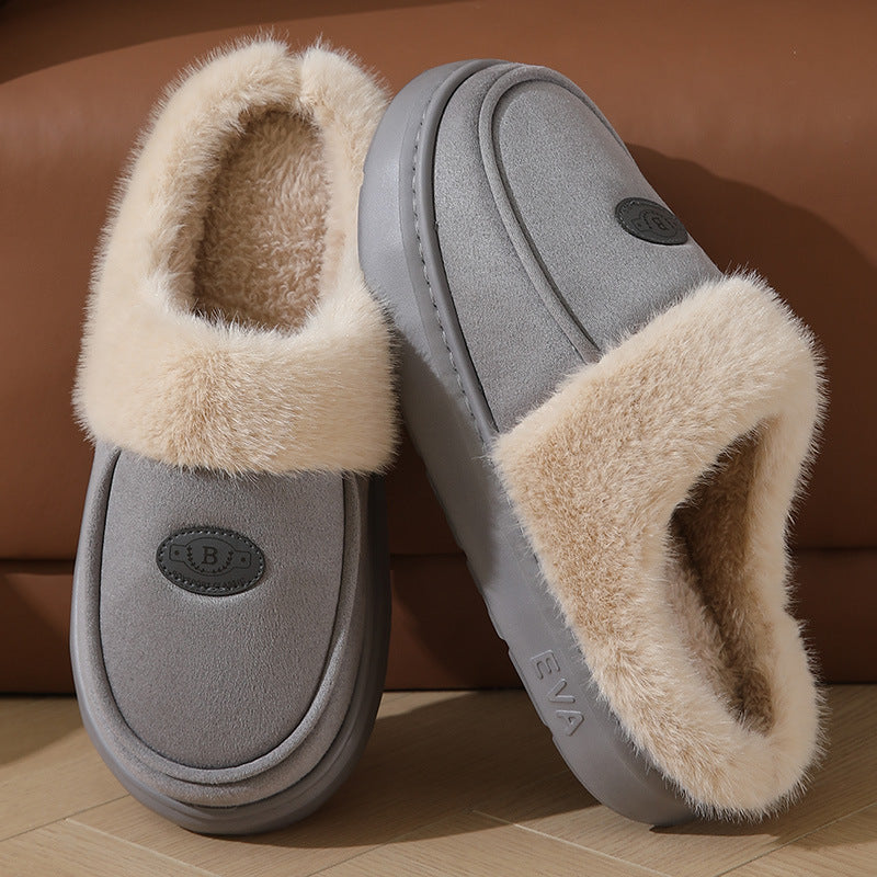 Men's Winter Plush Slippers - Warm Suede Indoor Non-Slip House Shoes Luxeara