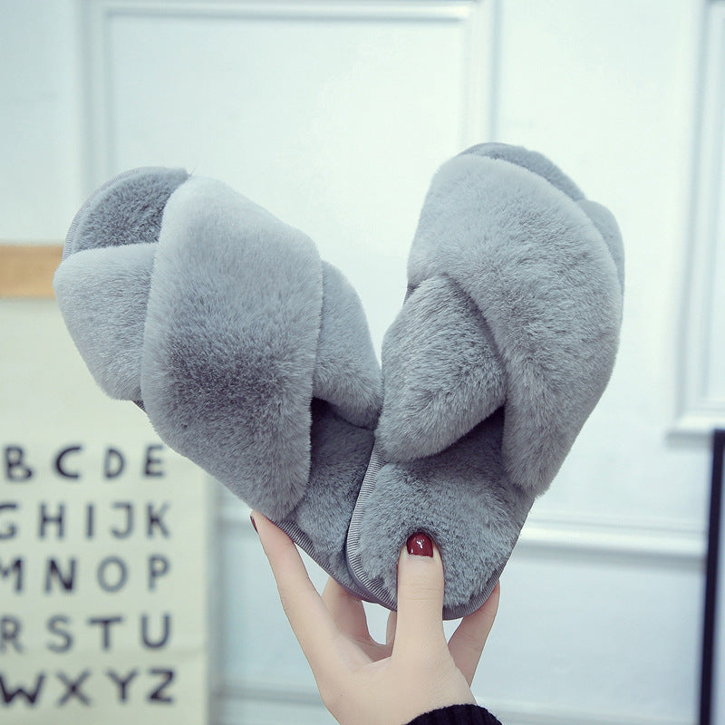 Low Heel Flat Simple Warm Comfortable Plush Slippers Home Floor Slippers Luxeara