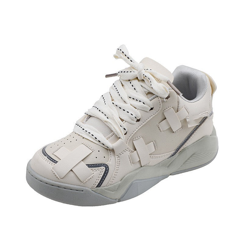 College Style Personalized Design Wedge Heel Sneakers Women Offwhite Luxeara
