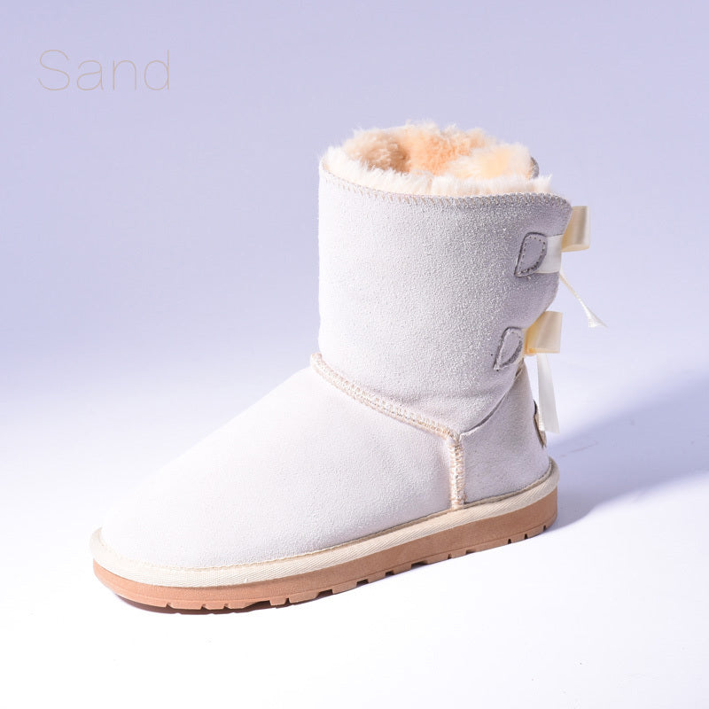 Snow Boots Women's Warm Fur Baileys Bow Boots White Luxeara