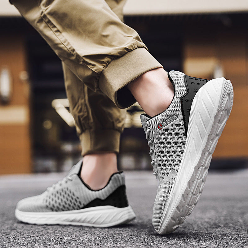 Men's Lightweight Casual Sneakers – Fashionable Trendy Low-Top Shoes Gray Luxeara