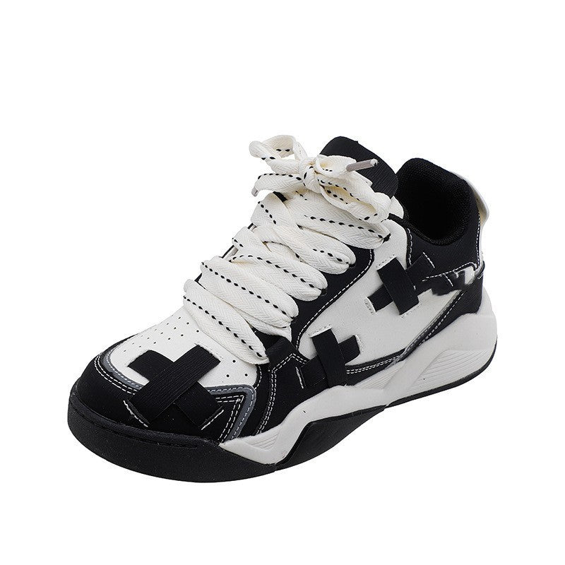 College Style Personalized Design Wedge Heel Sneakers Women White black Luxeara