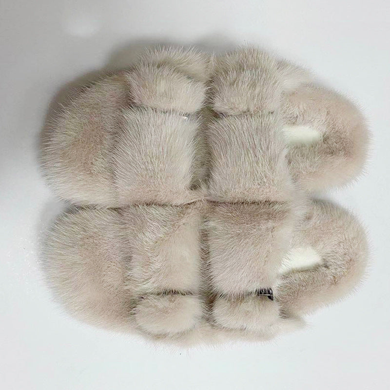 Solid Color Thick Bottom Double-breasted Cotton Slippers New beige Luxeara