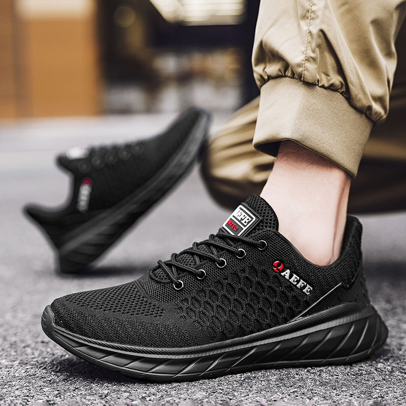 Men's Lightweight Casual Sneakers – Fashionable Trendy Low-Top Shoes Black Luxeara