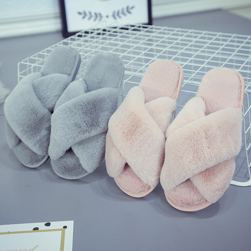 Low Heel Flat Simple Warm Comfortable Plush Slippers Home Floor Slippers Luxeara