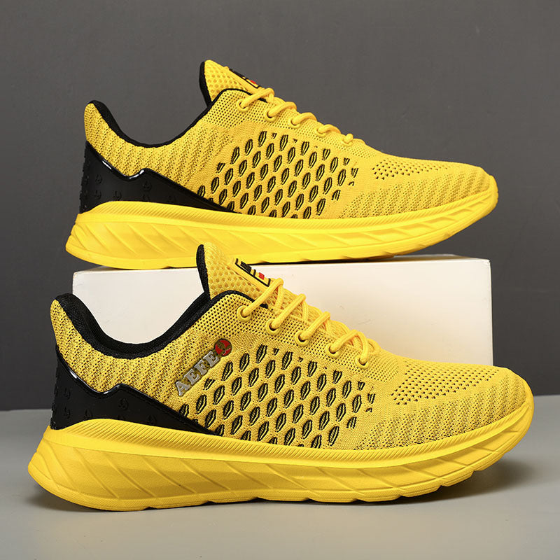 Men's Lightweight Casual Sneakers – Fashionable Trendy Low-Top Shoes Yellow Luxeara