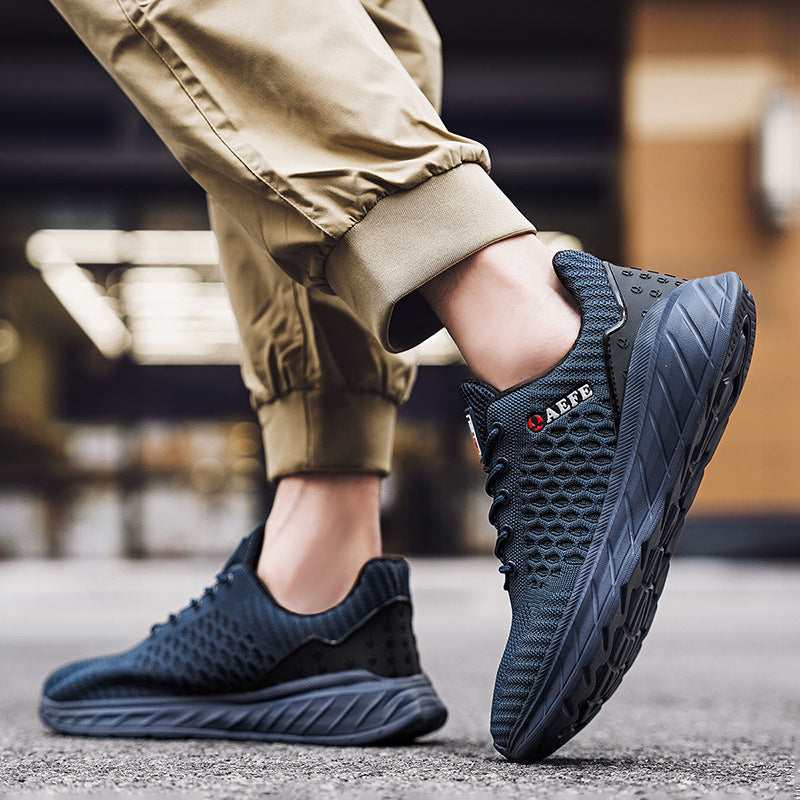 Men's Lightweight Casual Sneakers – Fashionable Trendy Low-Top Shoes Dark Blue Luxeara