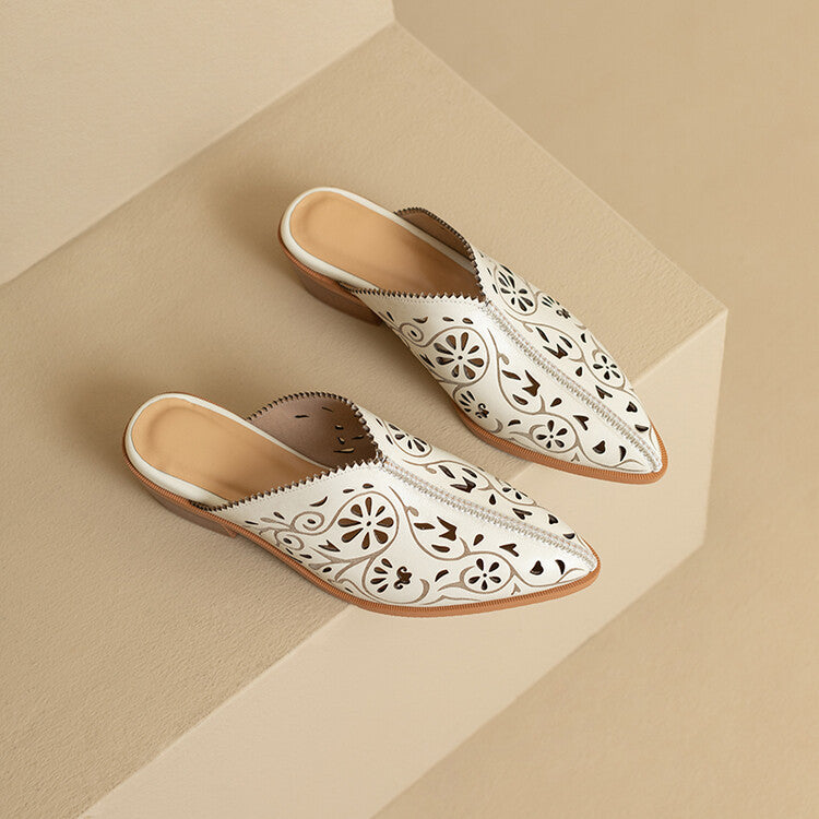 Top Layer Cowhide High Heel Non-slip Closed-toe Slippers Luxeara