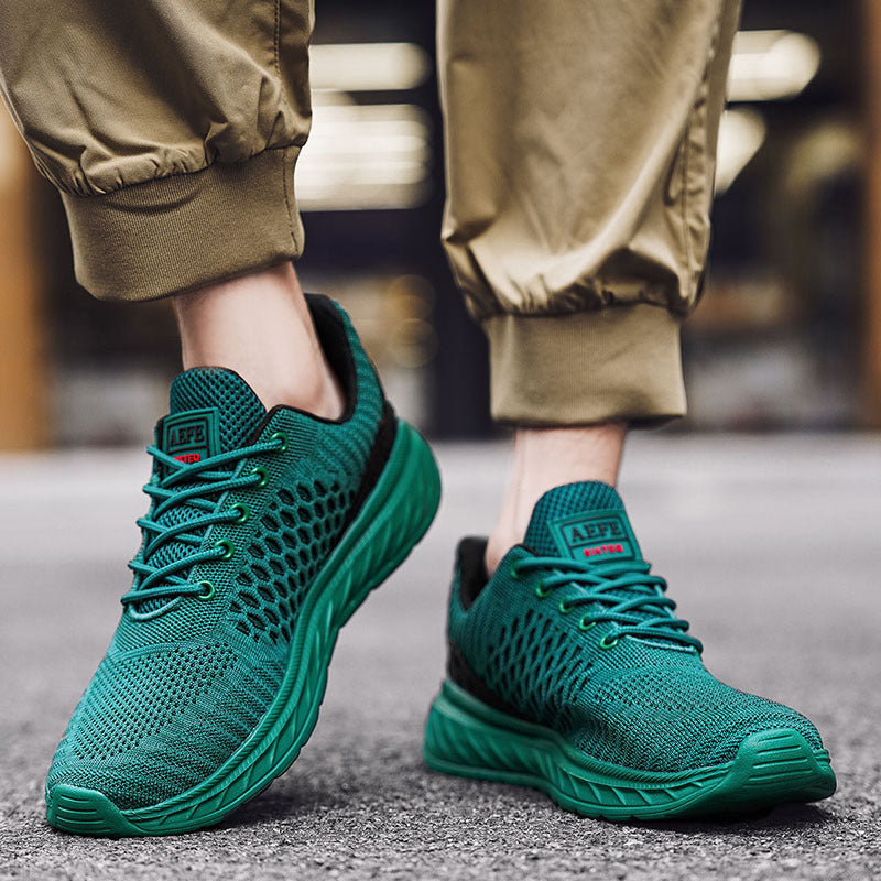 Men's Lightweight Casual Sneakers – Fashionable Trendy Low-Top Shoes Green Luxeara