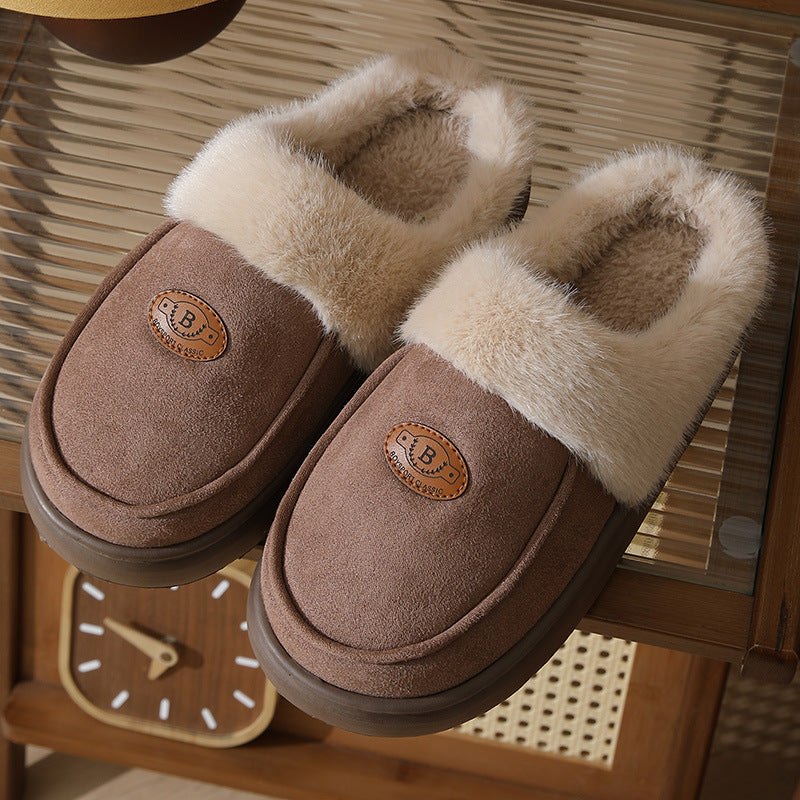 Men's Winter Plush Slippers - Warm Suede Indoor Non-Slip House Shoes Luxeara
