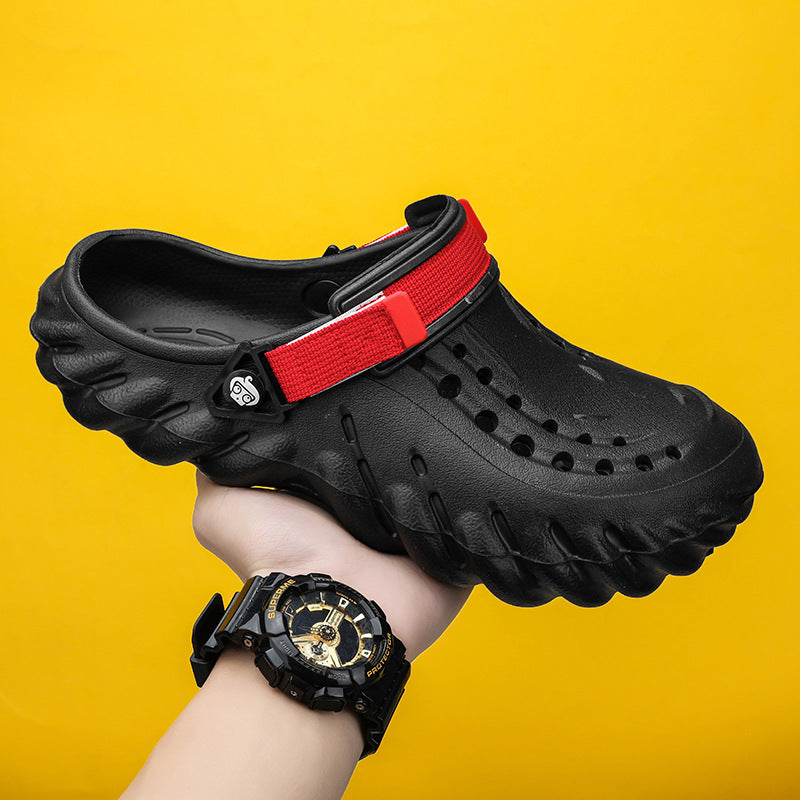 Echo Clogs Closed Toe Hollow-out Sandals - Comfortable & Stylish Casual Footwear Black Luxeara