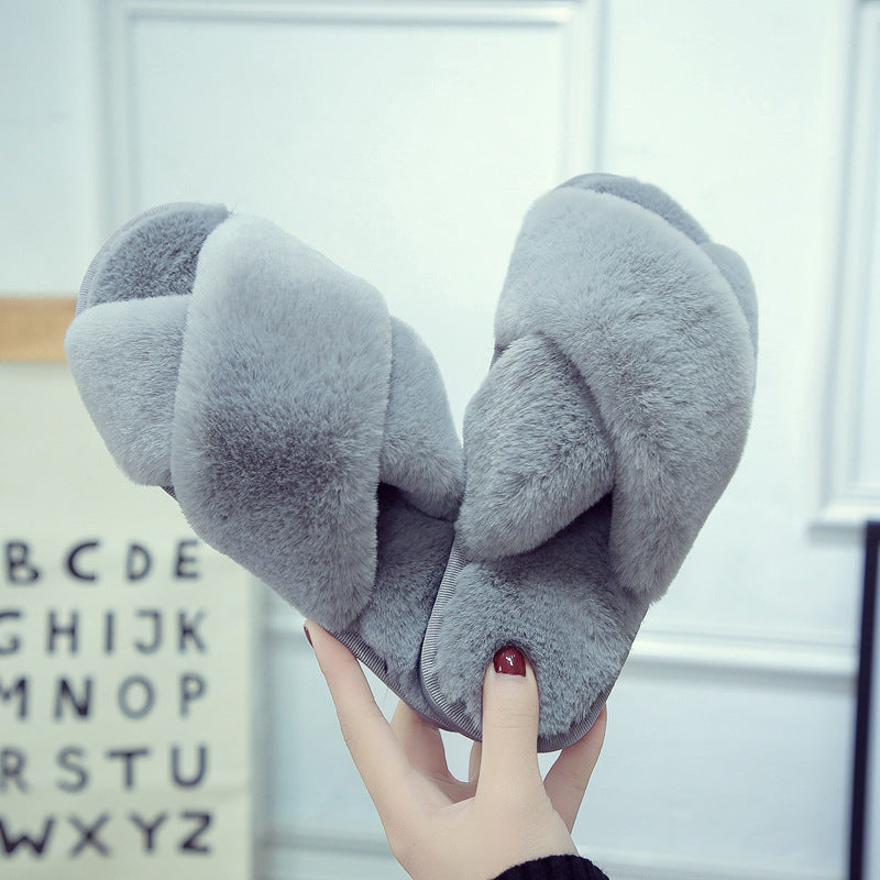 Low Heel Flat Simple Warm Comfortable Plush Slippers Home Floor Slippers Luxeara