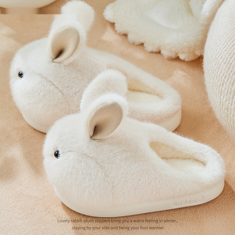 Cute Rabbit Plush Cotton Slippers for Women – Cozy Indoor House Slippers Luxeara