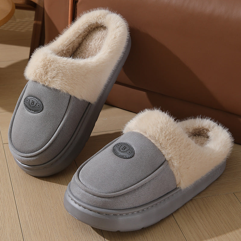Men's Winter Plush Slippers - Warm Suede Indoor Non-Slip House Shoes Luxeara