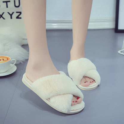 Low Heel Flat Simple Warm Comfortable Plush Slippers Home Floor Slippers Luxeara