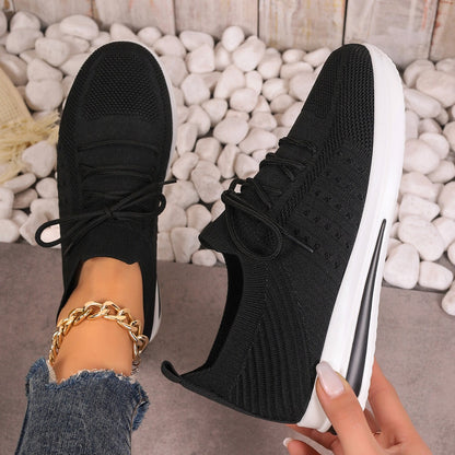 Women's Breathable Fly-Knit Sneakers - Lightweight Casual Shoes for Everyday Comfort Luxeara