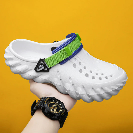 Echo Clogs Closed Toe Hollow-out Sandals - Comfortable & Stylish Casual Footwear White Luxeara