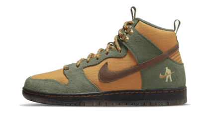 Nike SB Dunk High Shoes Carbon Green Cider-Wheat Gold Pass-Port Nike