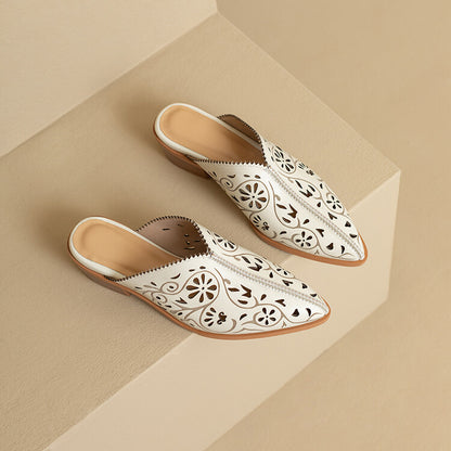 Top Layer Cowhide High Heel Non-slip Closed-toe Slippers Luxeara
