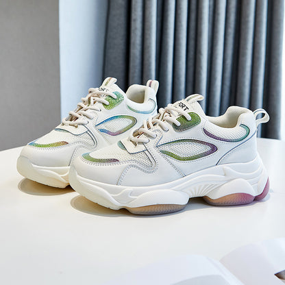Women Platform Casual Shoes Reflective Fashion Sports White Sneakers Luxeara
